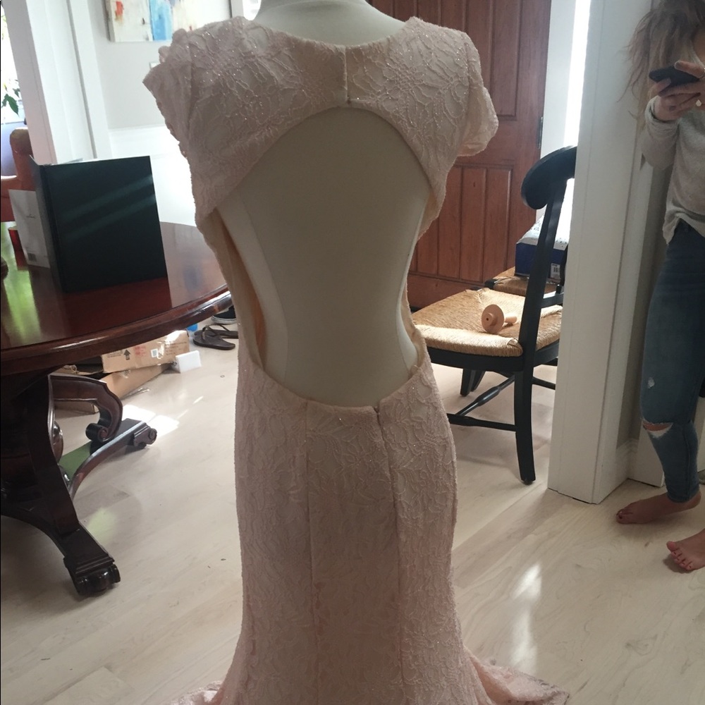 Pink floor length prom dress